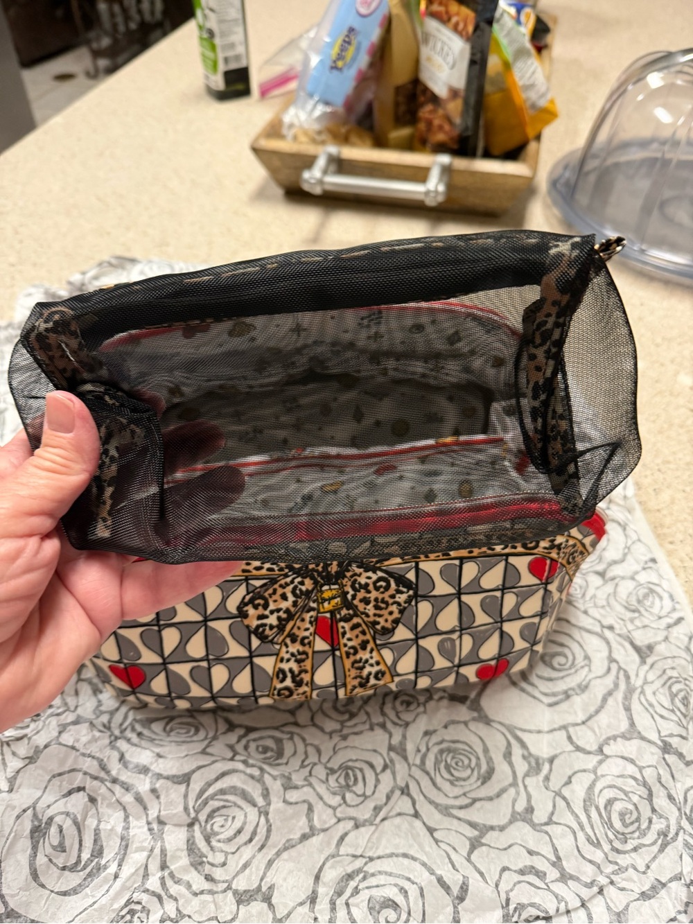 Brighton Leopard Bow Cosmetic Pouch - Cream, Red & Black - Picture 6 of 6